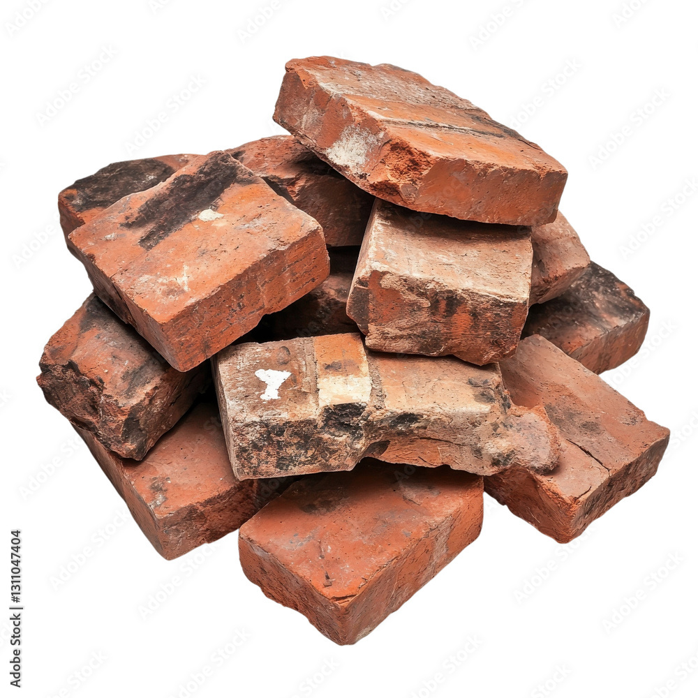 Rustic Red Bricks Ready for Construction on transparent background. Rustic Red Bricks Ready for Construction on transparent background.