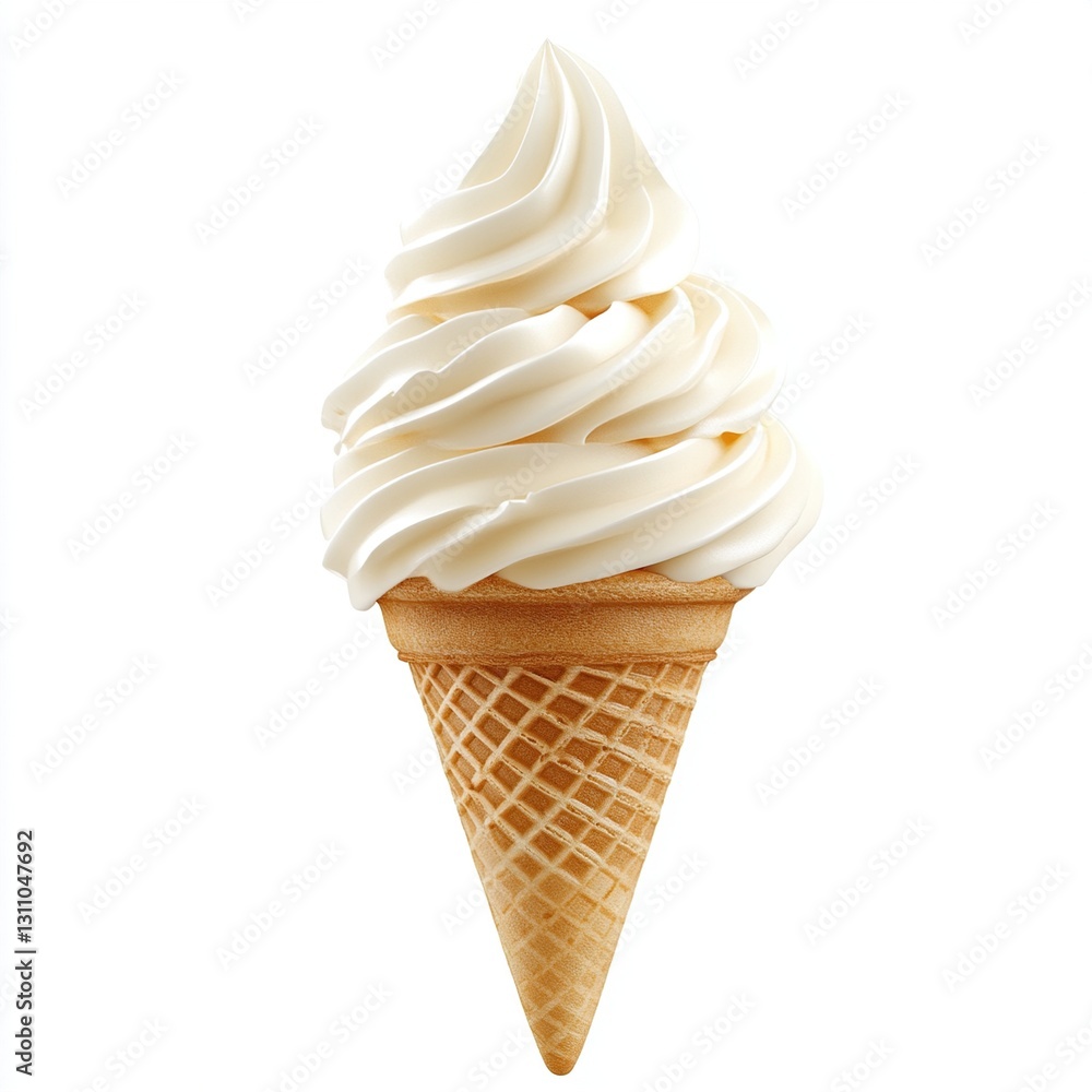 Creamy vanilla soft serve ice cream cone. (1)