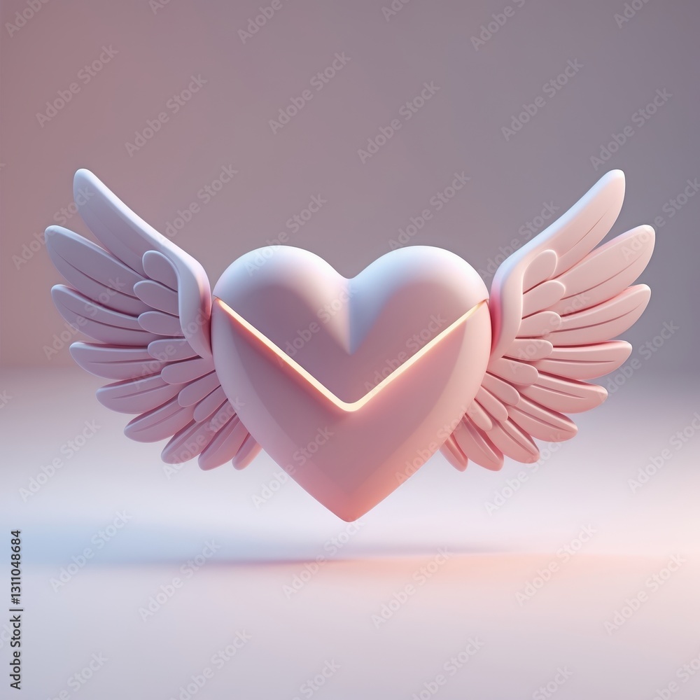 Pink Heart with Wings 3D Render Valentines Day Symbol Pink Heart with Wings 3D Render Valentines Day Symbol