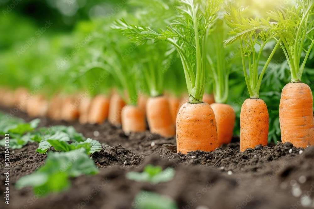 Fresh Carrots Growing in Fertile Soil in an Organic Garden During the Summer Season Fresh Carrots Growing in Fertile Soil in an Organic Garden During the Summer Season