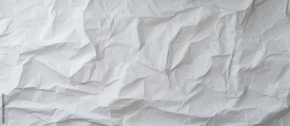Obraz premium Crumpled white paper texture filling the frame with soft shadows creating depth ideal for backgrounds and overlays with ample copy space.