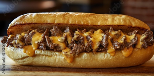 Wallpaper Mural Delicious Cheesy Steak Sandwich on Freshly Baked Bread Ready to Enjoy Torontodigital.ca