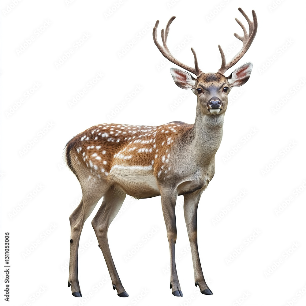 Fototapeta premium Deer with antlers isolated on white background