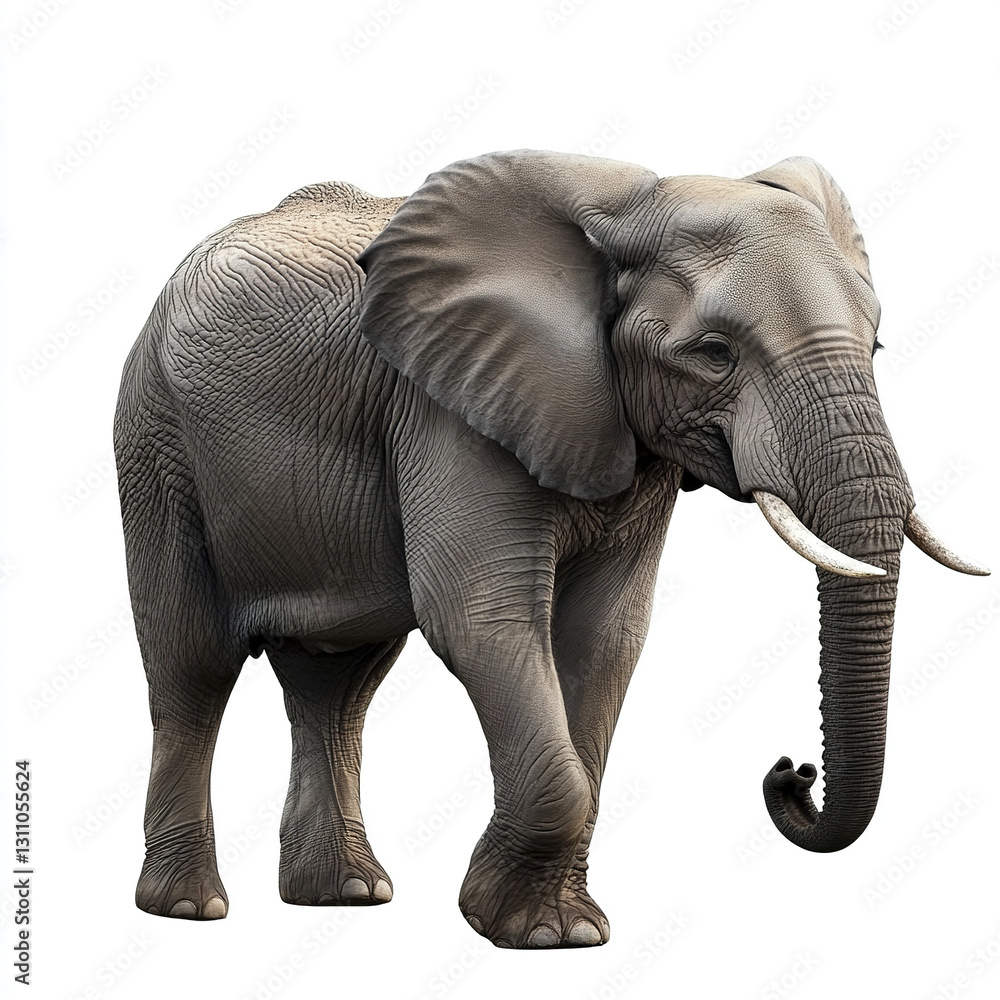 Obraz premium Elephant isolated on white background, showcasing its majestic presence