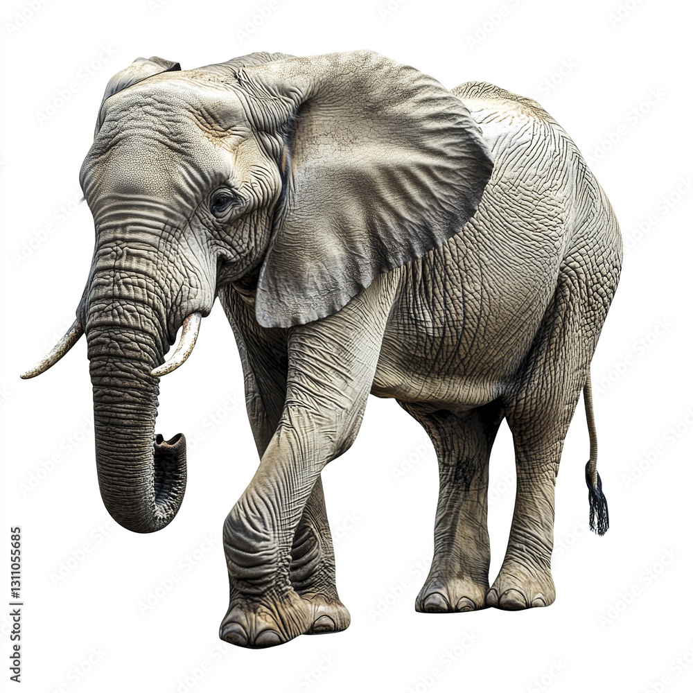 Obraz premium Elephant isolated on white background, showcasing its textured skin