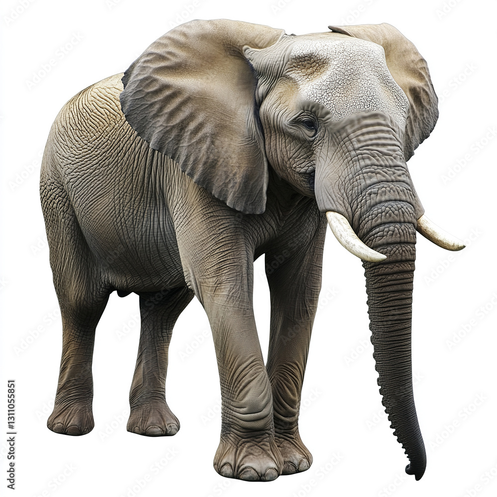 Fototapeta premium Elephant isolated on white background, showcasing its majestic presence