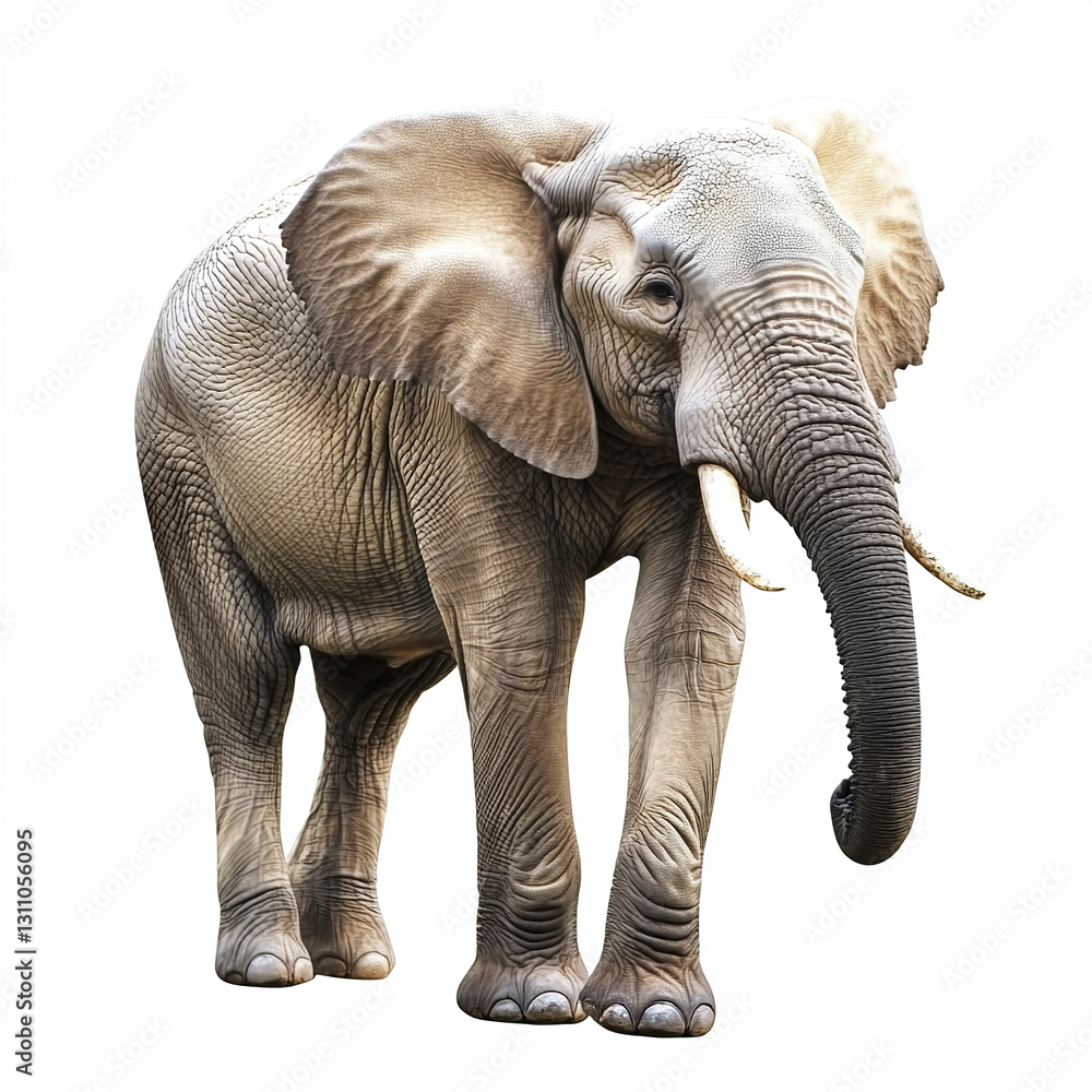 Fototapeta premium Elephant isolated on white background, showcasing its majestic presence