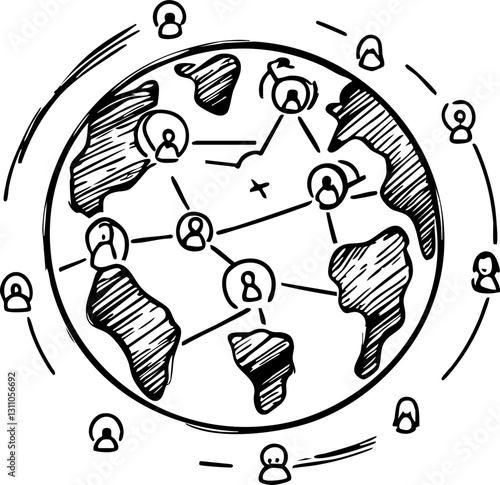 Global connectivity through social networks digital world infographic virtual environment top view interaction insights