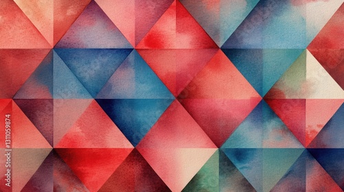 Wallpaper Mural Abstract Watercolor Diamond Pattern: A captivating, artistic composition featuring an array of multicolored diamond shapes, meticulously arranged in a repeating pattern. Torontodigital.ca