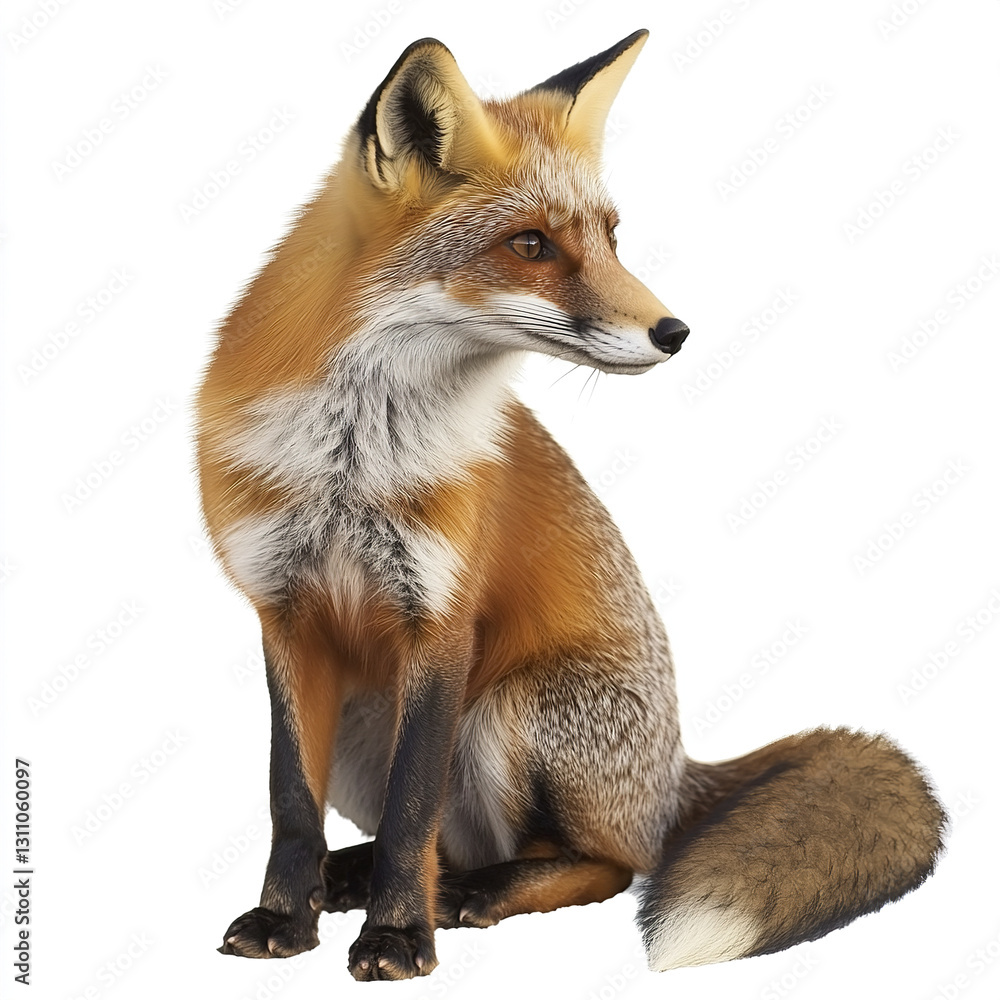 Obraz premium fox sits gracefully on white background