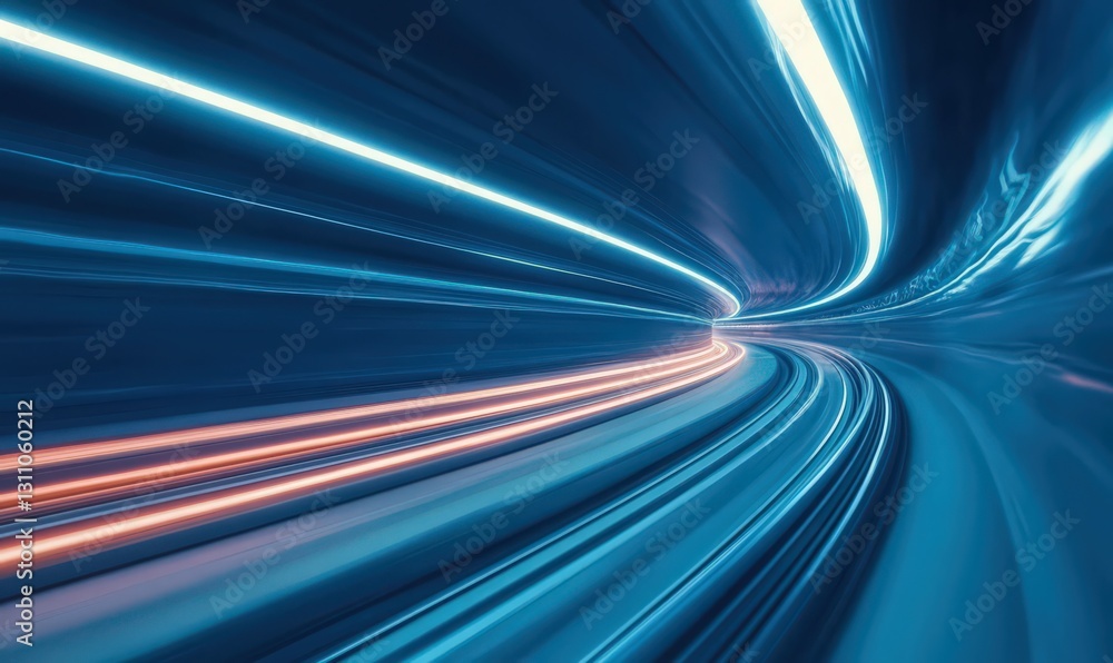 Abstract Night Road with Dynamic Blue and Orange Light Trails Abstract Night Road with Dynamic Blue and Orange Light Trails