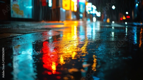 Mesmerizing Dance of Light and Shadow on Rainy City Streets