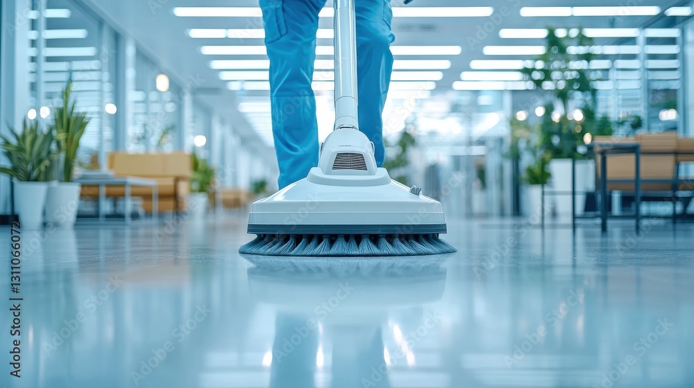 A person is using a floor cleaning machine in a well-lit indoor space, showcasing the cleaning process in a modern environment. A person is using a floor cleaning machine in a well-lit indoor space, showcasing the cleaning process in a modern environment.