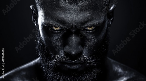 A warrior has gleaming eyes, a firm face, a chiseled face, and a skin that may be roughened by long battles, symbolizing courage and protection.