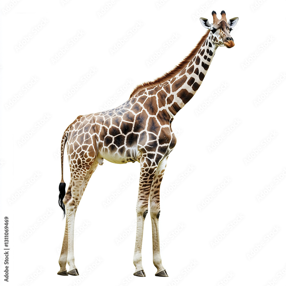Obraz premium Giraffe standing isolated on white background