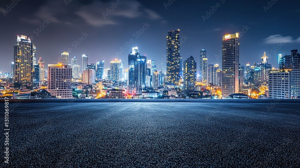 Obraz premium Stunning Bangkok Urban Cityscape Skyline at Night Time