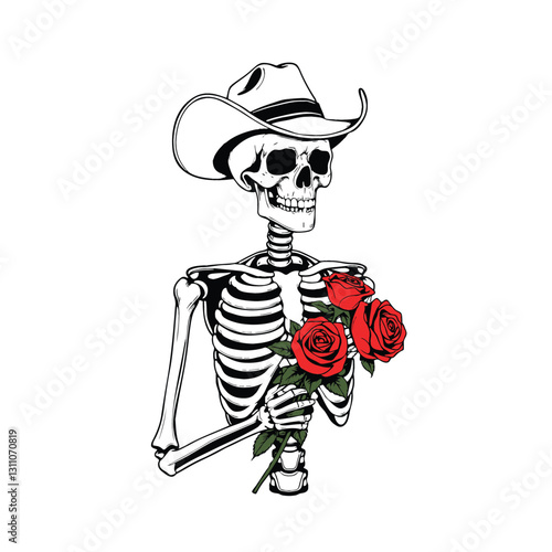 Skull Cowboy With Rose
