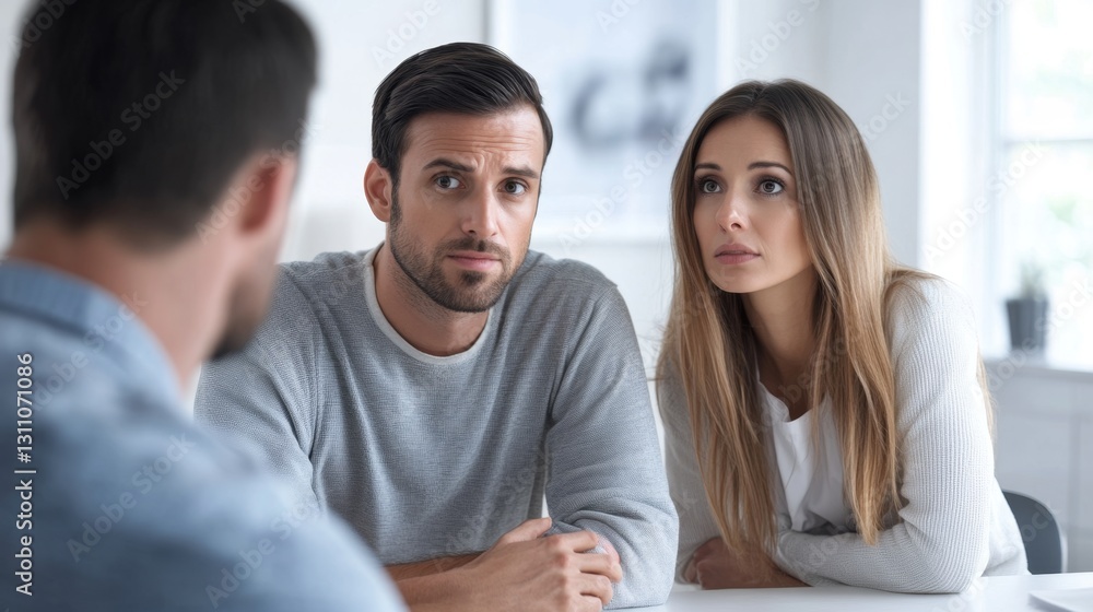 Young Couple Expressing Concern During Serious Conversation Young Couple Expressing Concern During Serious Conversation