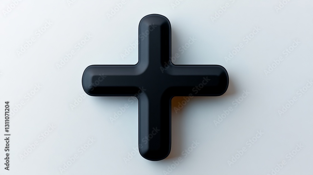 Obraz premium A sleek black plus symbol on a light background, representing positivity and addition.