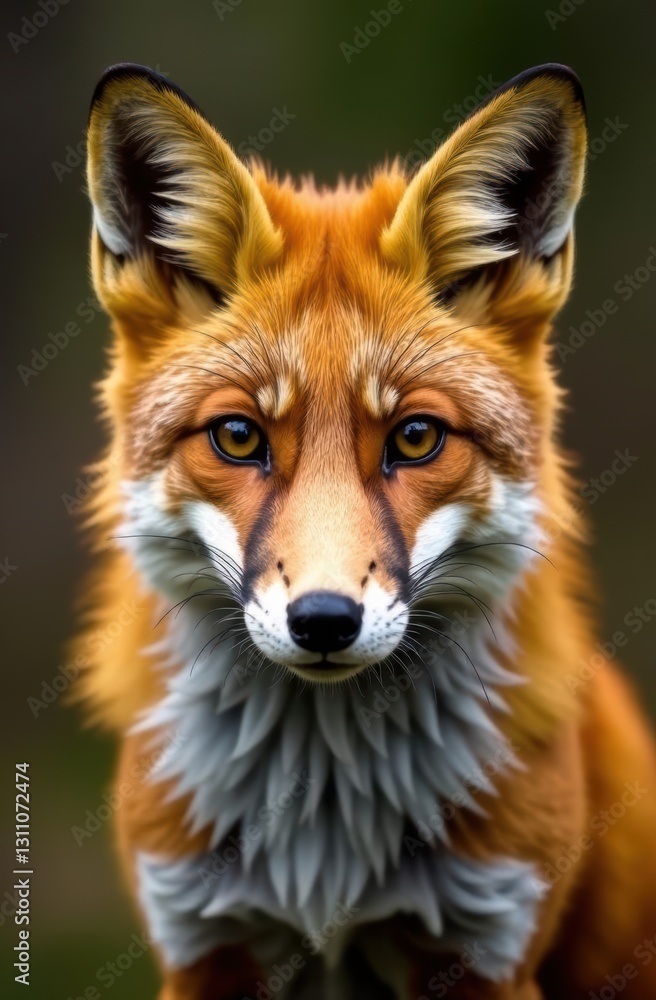 Fototapeta premium Red fox staring with intense gaze in natural habitat
