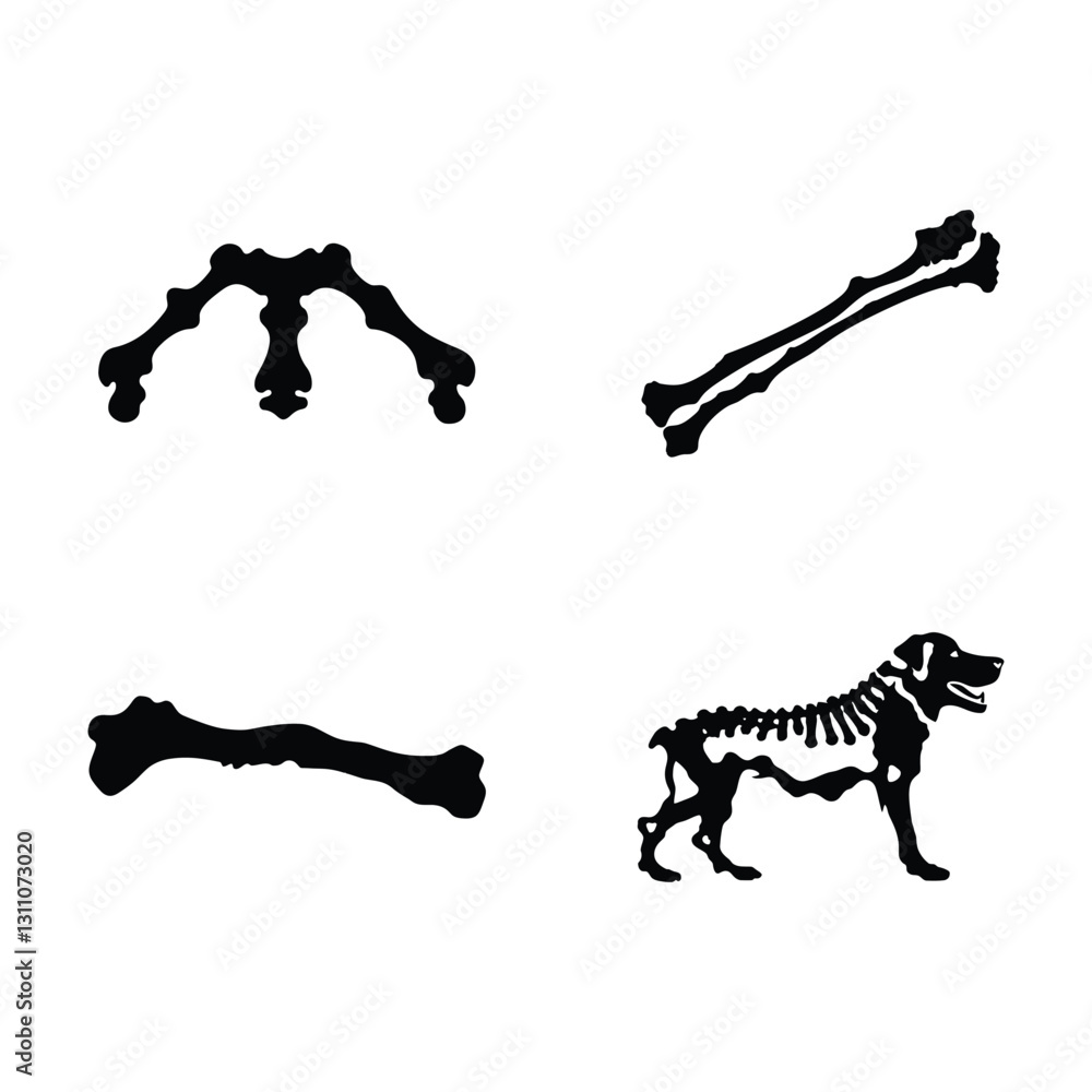Obraz premium Dog Bone Vector silhouette solid style white background