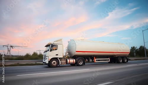fuel tanker truck on highway transporting oil
