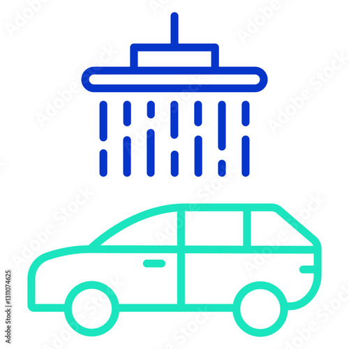 Car Wash outline dual color icon