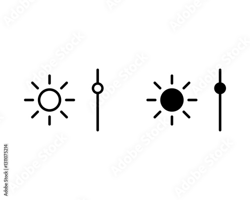 Brightness and contrast level adjustment icons. Screen brightness and contrast level settings icon. Vector illustration