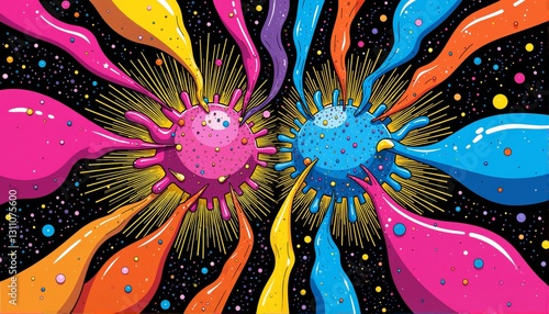 Colorful explosion of creativity with vibrant swirls in digital art