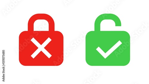 A big lock icon privacy open and close animation video on green screen