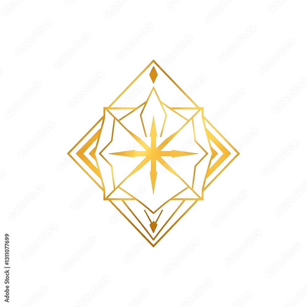 Modern Art Deco Geometric Design with Metallic Gold Accents on White Background Modern Art Deco Geometric Design with Metallic Gold Accents on White Background