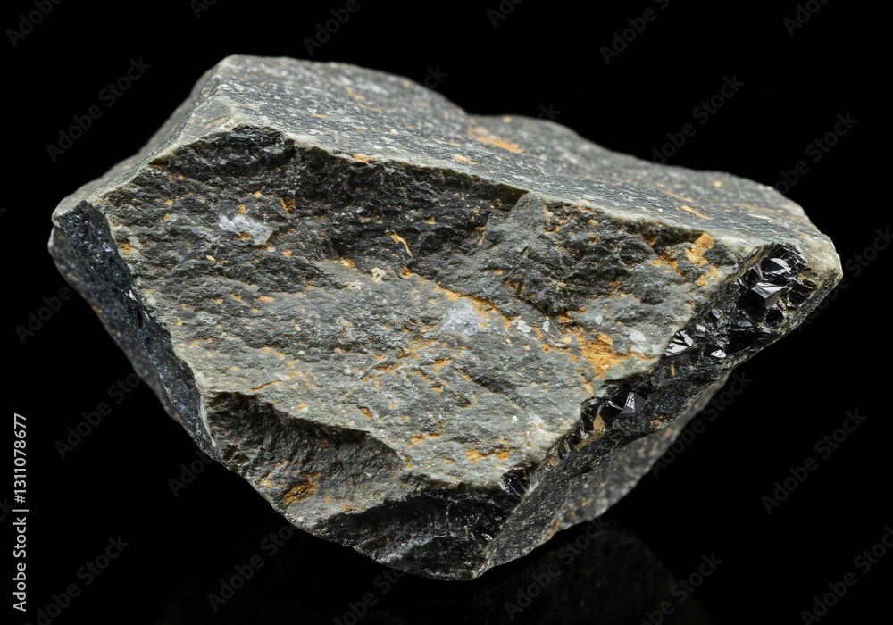 Dark Grey Rough Mineral Specimen Close Up. AI Generated Dark Grey Rough Mineral Specimen Close Up. AI Generated