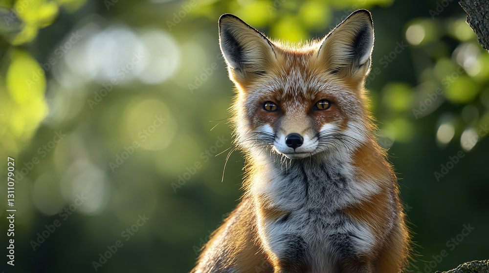 Fototapeta premium fox with thick fur and intense gaze in natural setting