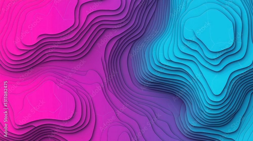 Obraz premium Abstract Layered Waves in Vibrant Pink and Blue Tones
