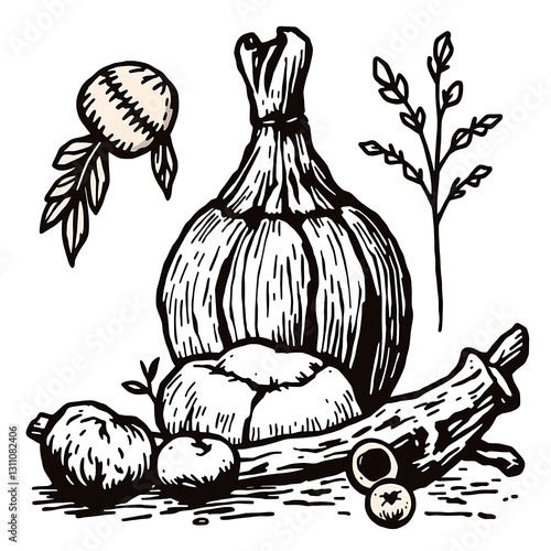 Wallpaper Mural Rustic Handcrafted Illustrative Graphic Set with Natural Textures and Muted Colors Torontodigital.ca