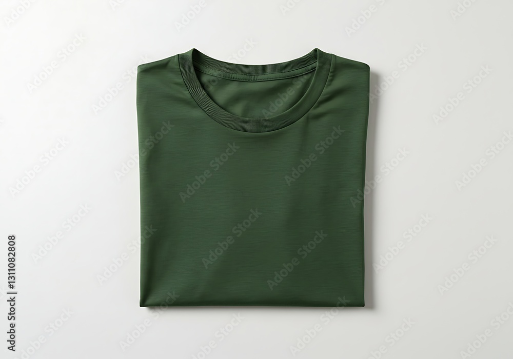 Folded Green T-shirt on White Background Apparel Mockup Template Folded Green T-shirt on White Background Apparel Mockup Template