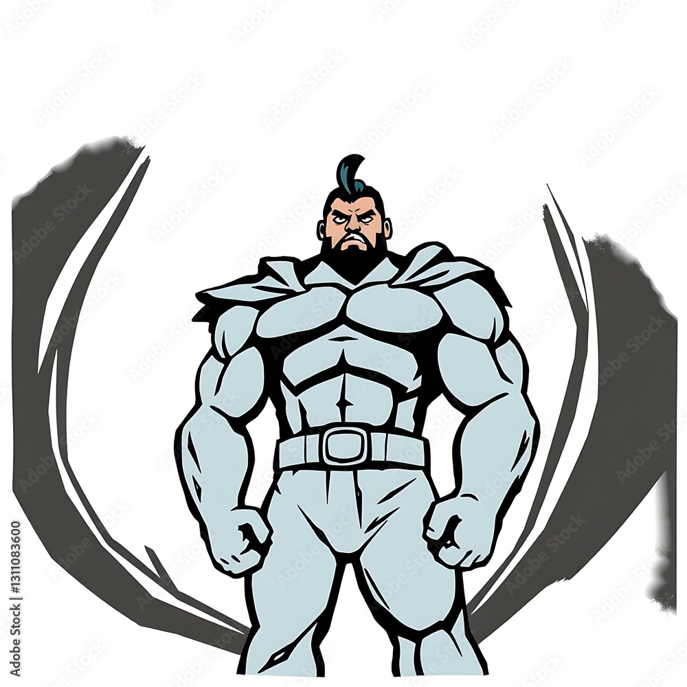 custom made wallpaper toronto digitalBold Graphic Novel-Style Illustration with Thick Lines and Flat Colors on White Background