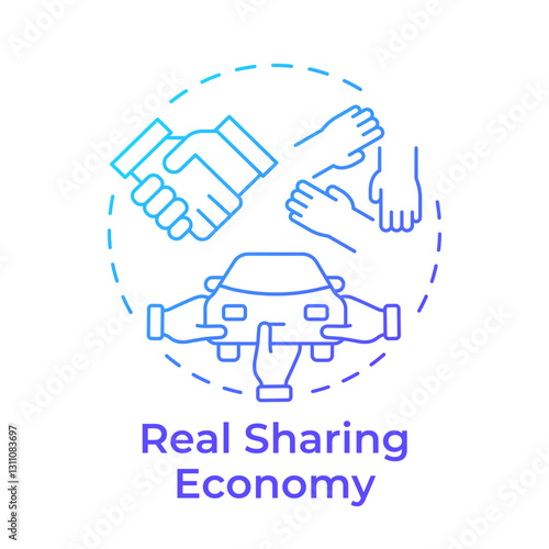 Real sharing economy blue gradient concept icon. Non profit resources spreading. Collaborative system type. Round shape line illustration. Abstract idea. Graphic design. Easy to use in presentation