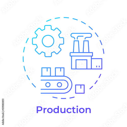Production blue gradient concept icon. Transforming raw materials into finished goods. Circular economy. Round shape line illustration. Abstract idea. Graphic design. Easy to use in presentation