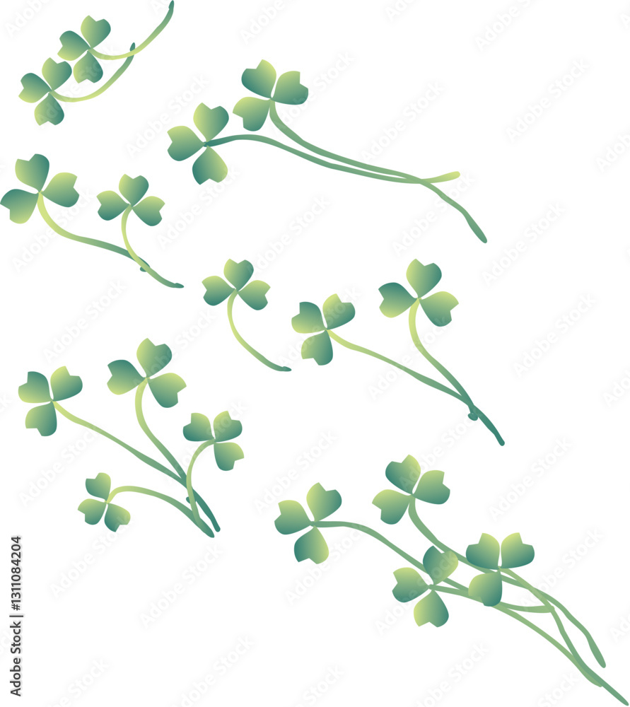 Obraz premium backgrounds, cut out, horizontal, no people, petal, sketch, tradition, copy space, design element, springtime, abstract, brush stroke, clover, collection, computer graphic, illustration, pencil drawin