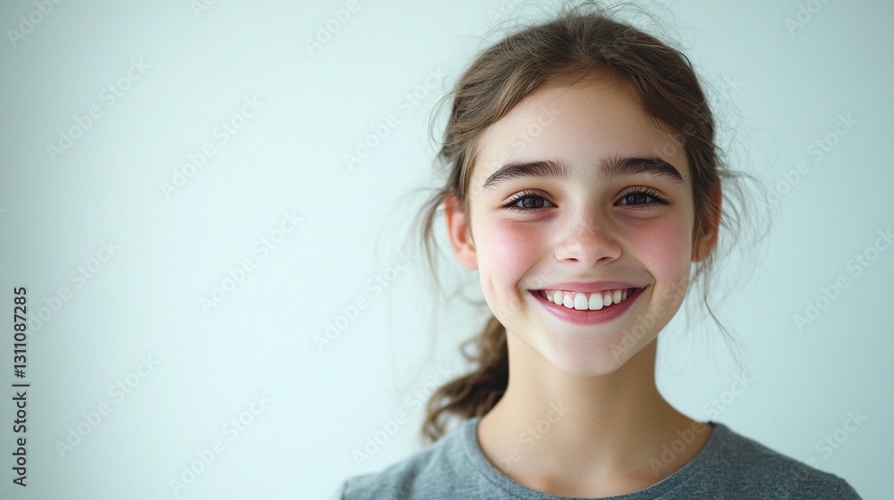 Happy smiling girl portrait against white background. Happy smiling girl portrait against white background.