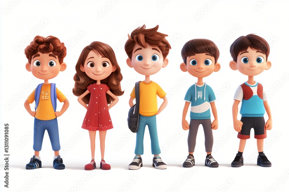 Diverse Group of Happy Cartoon Children Kids Boys and Girls Smiling Friendship Playful Diverse Group of Happy Cartoon Children Kids Boys and Girls Smiling Friendship Playful