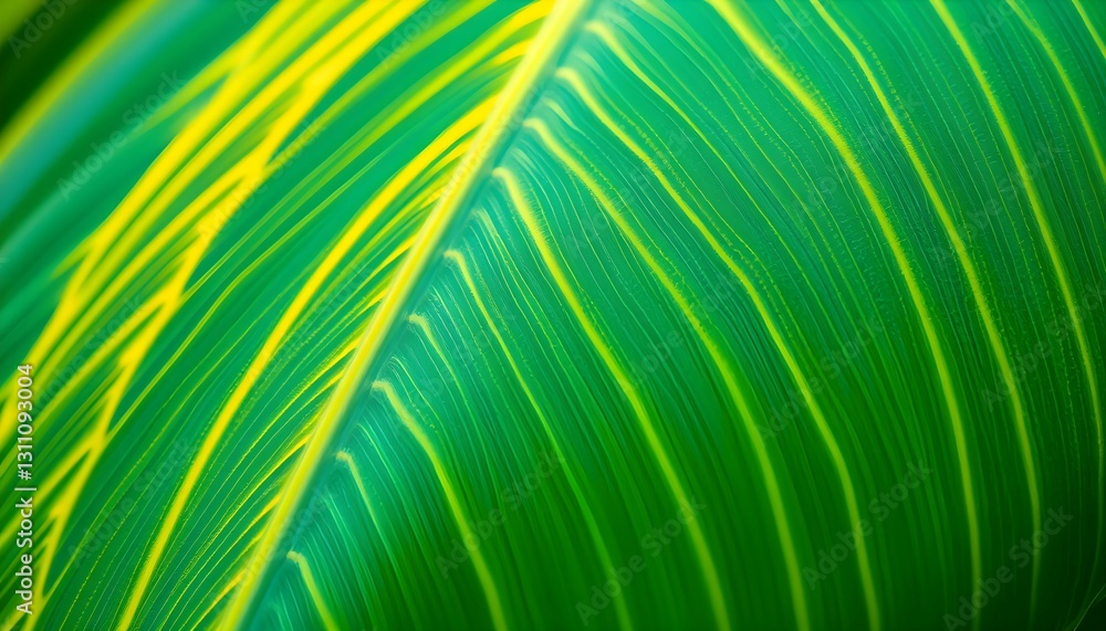 Fototapeta premium Striking Patterns: Close-Up of a Vibrant Tropical Leaf