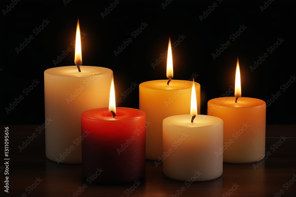 three lit candles are sitting on a table in a row three lit candles are sitting on a table in a row
