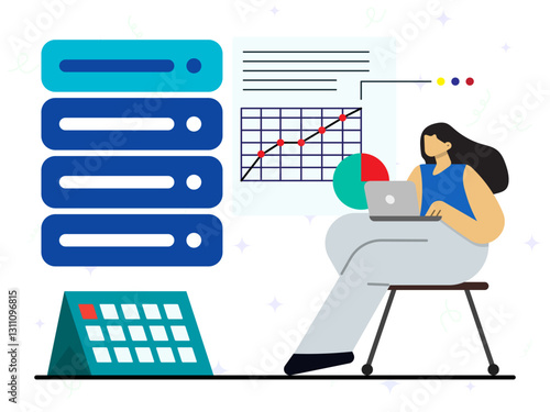 Analytics and data science collect concept. Database analysis statistical reports , growth business information processing, business strategy, dashboard software. 