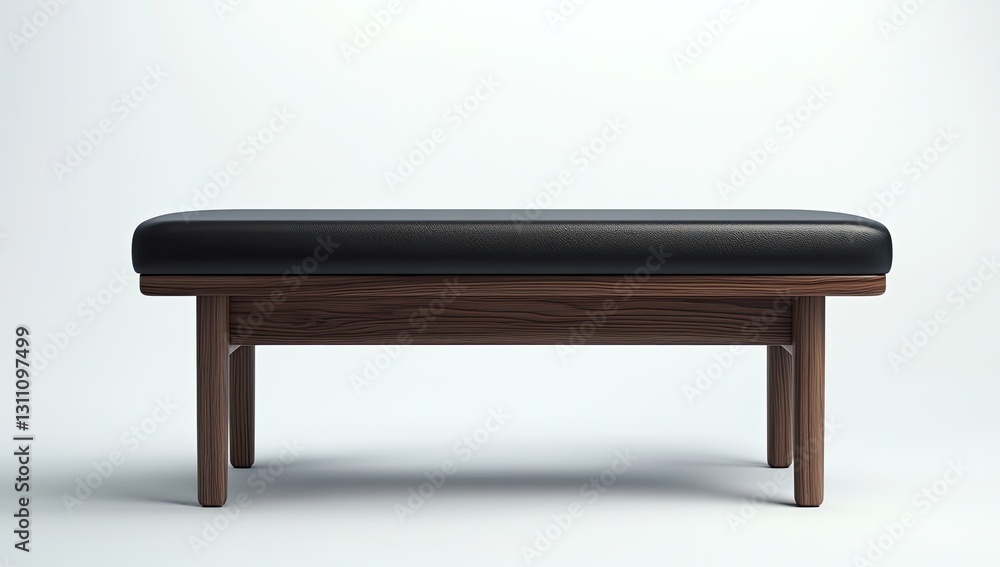 Modern black leather bench in minimalist setting Modern black leather bench in minimalist setting