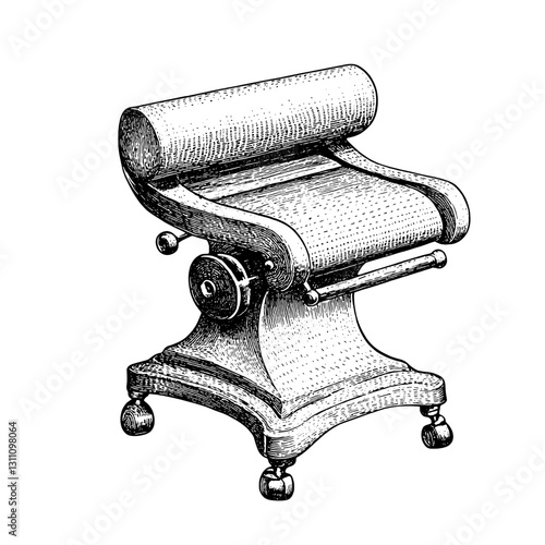 Intricate vintage engraving of a classic printing press showcasing the artistry of traditional printmaking techniques