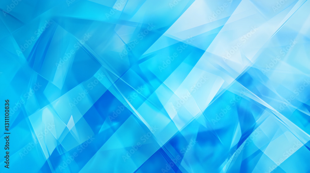 Obraz premium Abstract Blue Crystal Geometry. A vibrant abstract composition featuring overlapping translucent shapes in varying shades of blue. Abstract blue geometric shards create a dynamic, modern and energetic