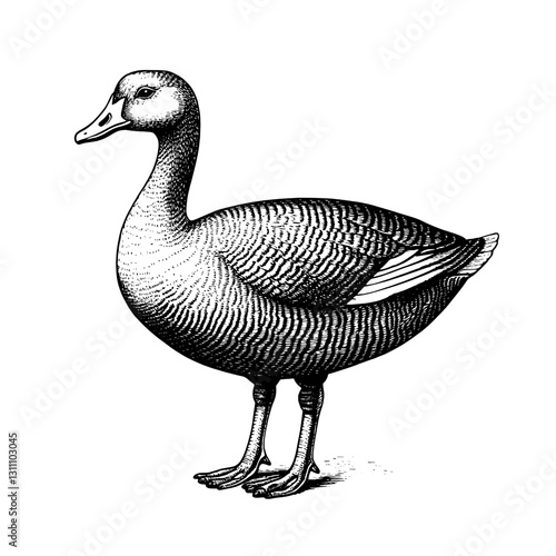 Engraved duck illustration perfect for tattoo art and packaging design inspirations showcasing intricate line work