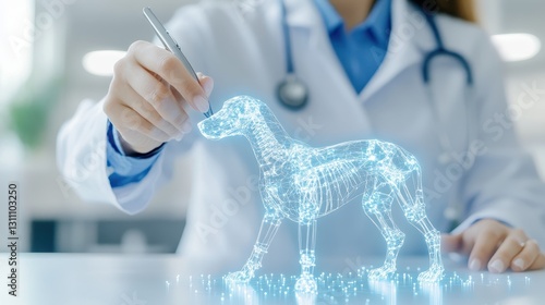 Vet Interacting With Virtual Dog Model For Diagnosis